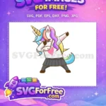Free Golden Horn Free Rainbow Mane Dabbing Unicorn Free SVG - Instant Download