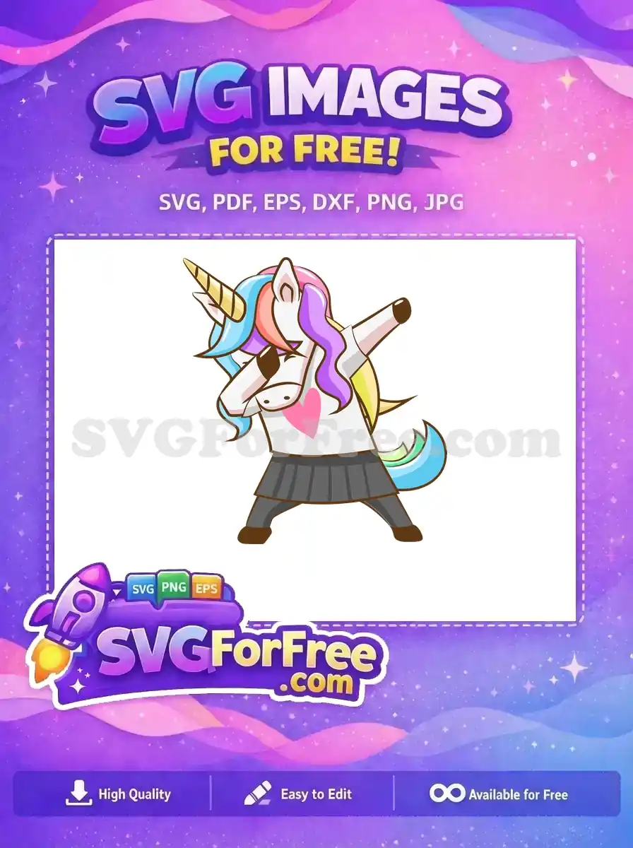 Free Golden Horn Free Rainbow Mane Dabbing Unicorn Free SVG