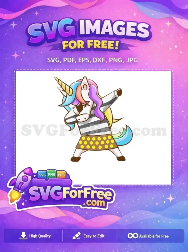 Free Rainbow Dabbing Free Striped Polka Unicorn Free SVG