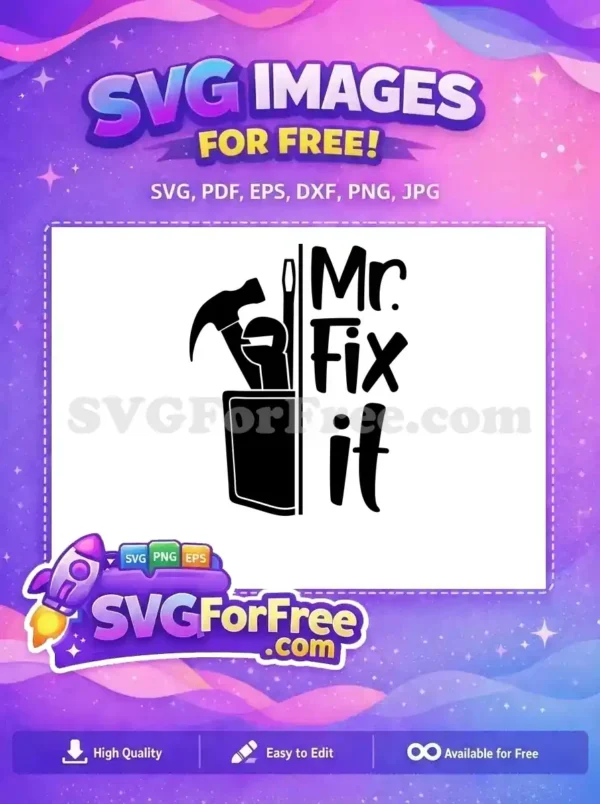 Free Mr Fix It Free Black Tools Dad Free SVG