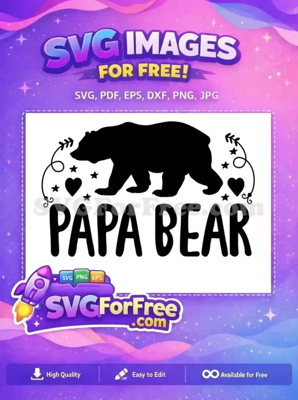 Free Papa Bear Free Black Design Dad Quotes Free SVG