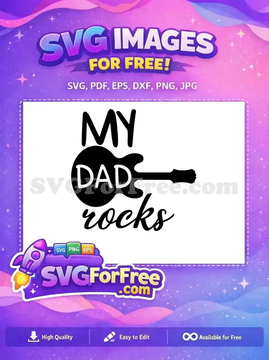 Free Guitar Silhouette Free Dad Rocks Quote Family Free SVG