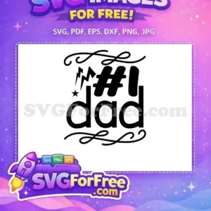 Free Black #1 Lightning Free Bold Dad Swirls Dad Quotes Free SVG