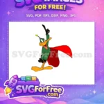 Free Pointing Daffy Duck Free Red Cape Green Suit Superhero Free SVG - Instant Download