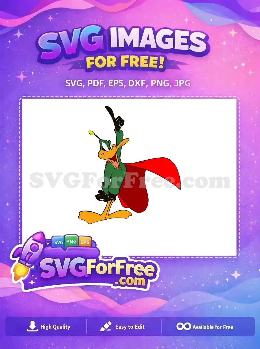 Free Pointing Daffy Duck Free Red Cape Green Suit Superhero Free SVG