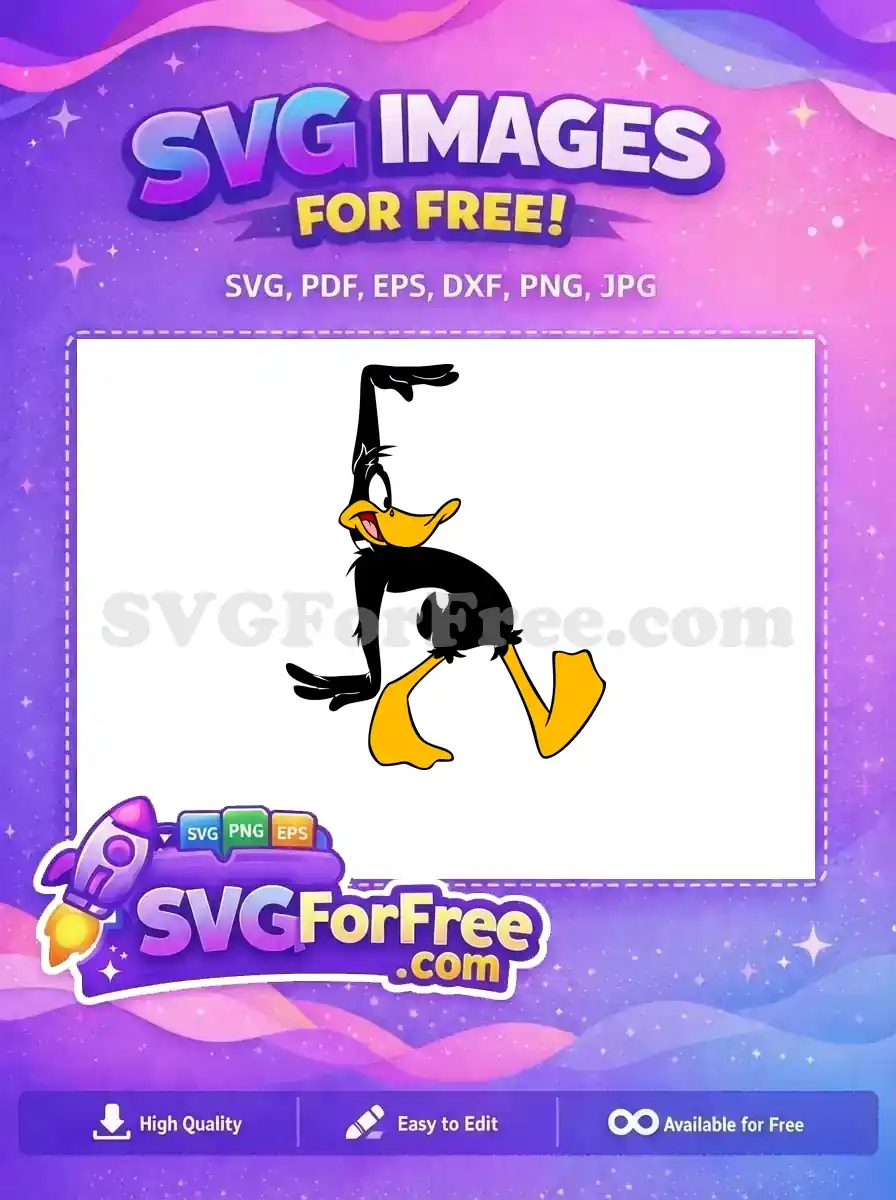 Free Excited Black Daffy Free Dynamic Yellow Beak Disney Cartoon Free SVG