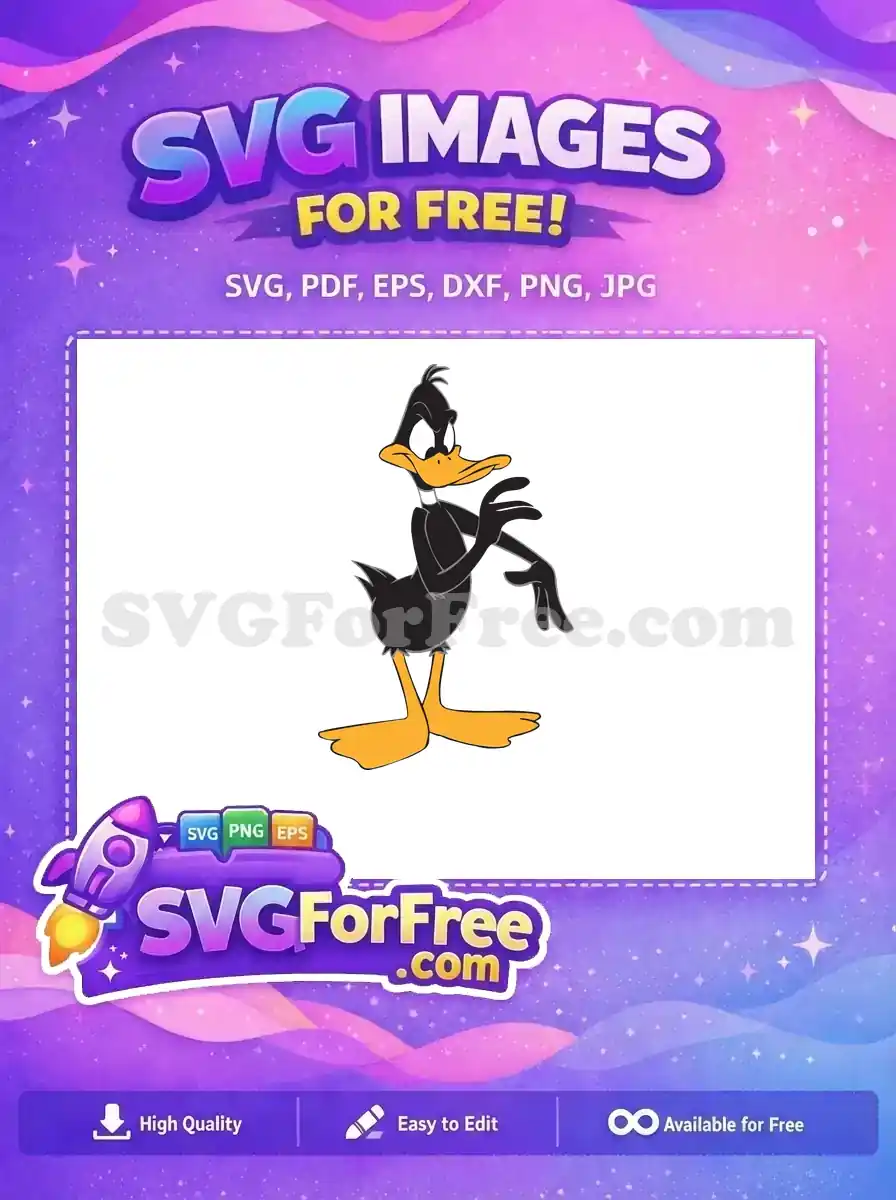 Free Angry Black Daffy Free Orange Beak Feet Disney Free SVG