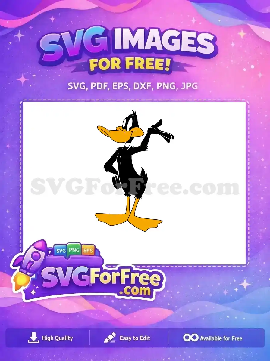 Free Black Daffy Duck Free Pointing Pose Looney Tunes Free SVG