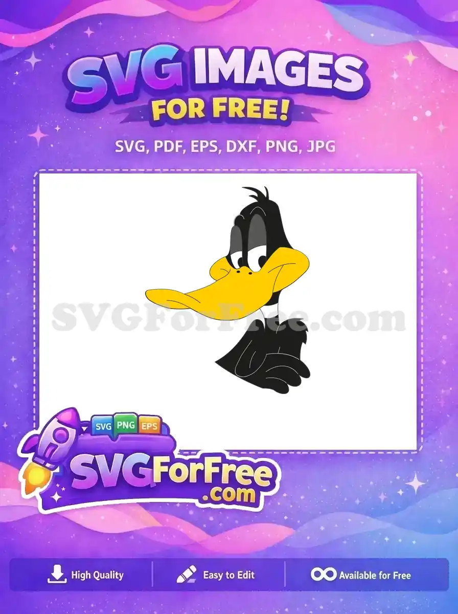 Free Grumpy Black Duck Free Yellow Beak Annoyed Expression Daffy Duck Free SVG