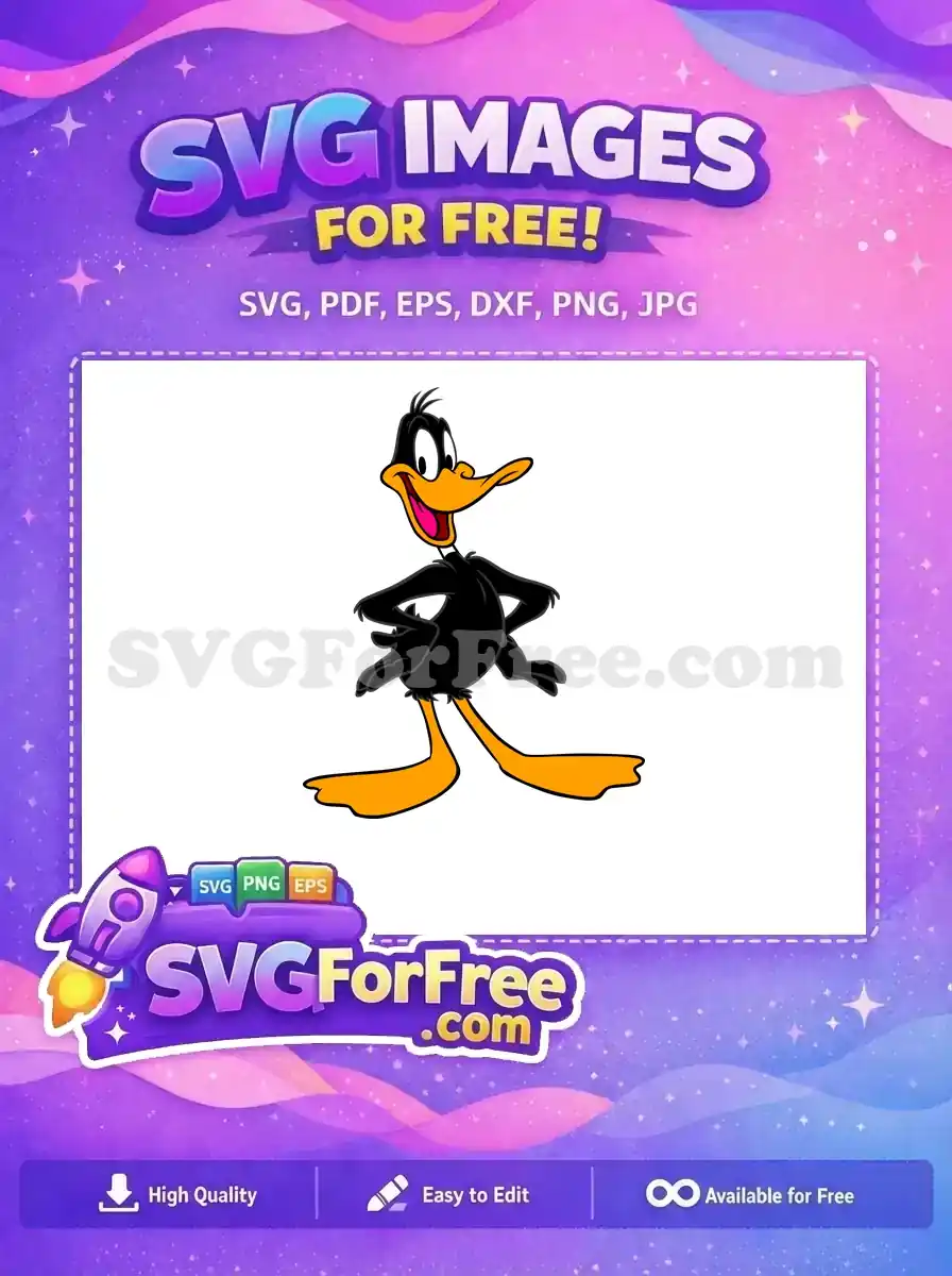 Free Happy Duck Free Black Orange Daffy Duck Disney Free SVG