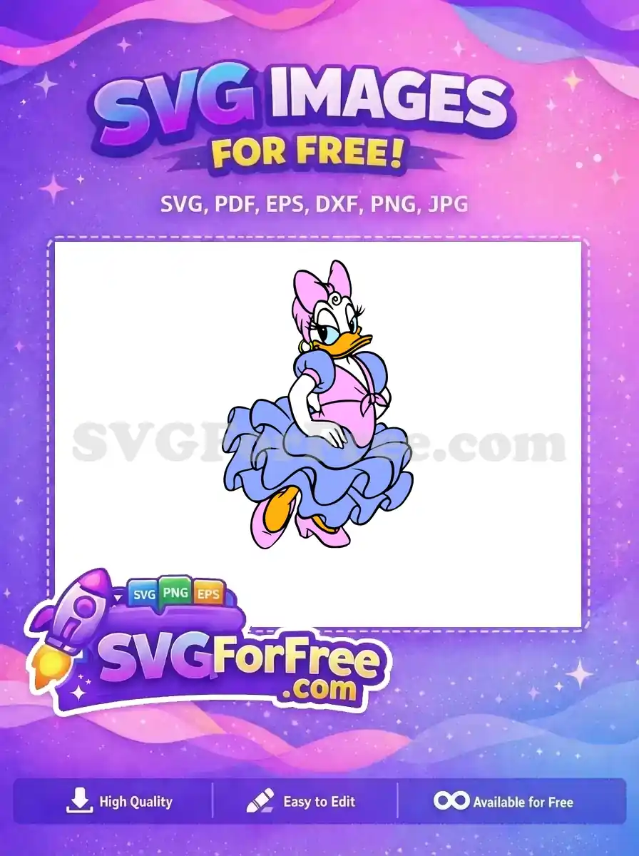 Free Sassy Daisy Pink Free Ruffled Blue Dress Disney Free SVG