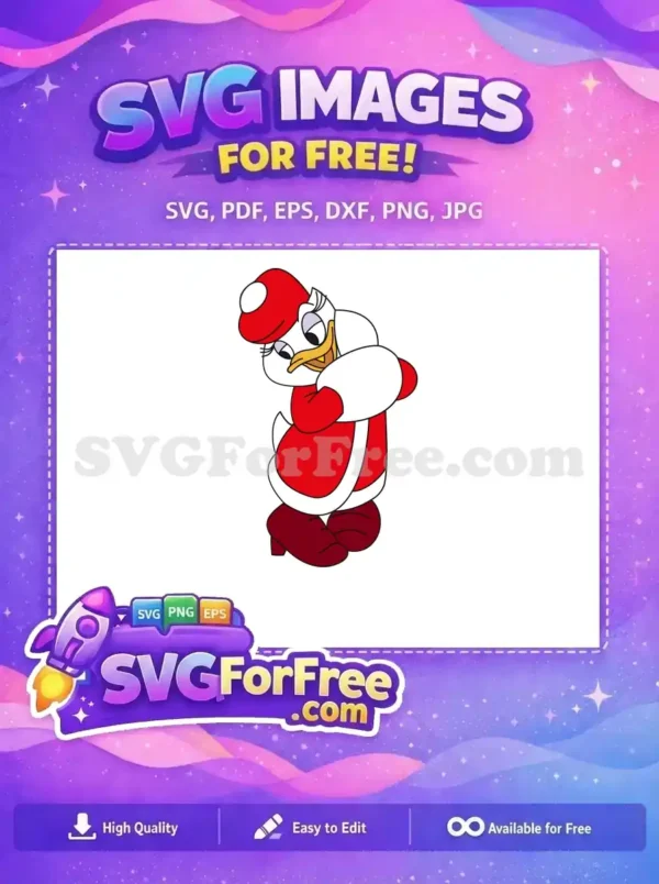 Free Daisy Duck Red Santa Free Christmas Outfit Disney Free SVG