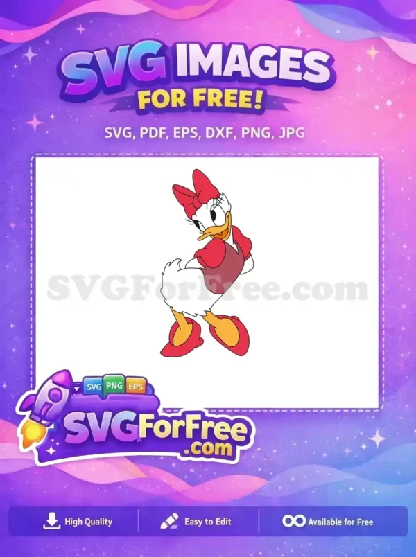 Free Sassy Daisy Duck Red Bow Free Coy Expression Disney Free SVG