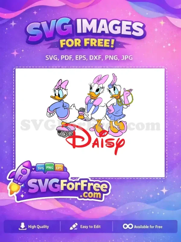 Free Roller Skating Blue Daisy Free Pink Bows Disney Free SVG