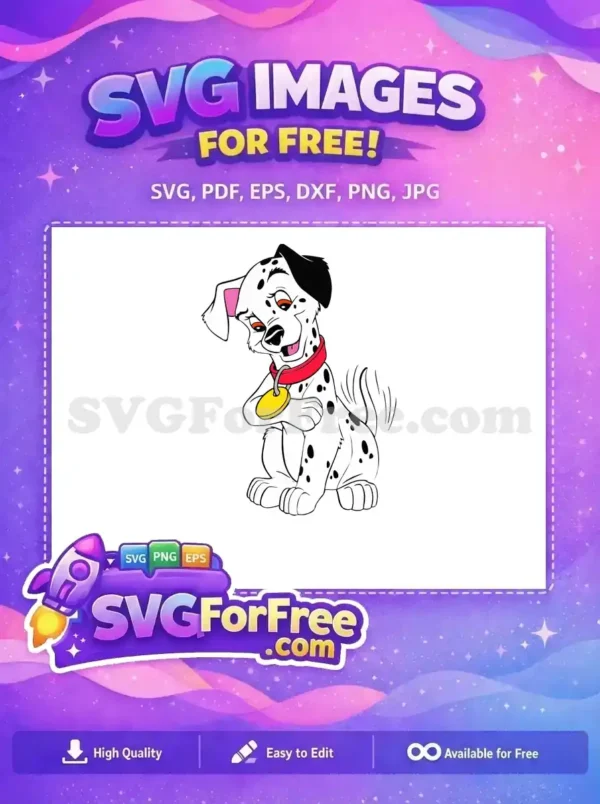 Free Sassy Dalmatian Puppy Free Red Collar Tag Disney Free SVG