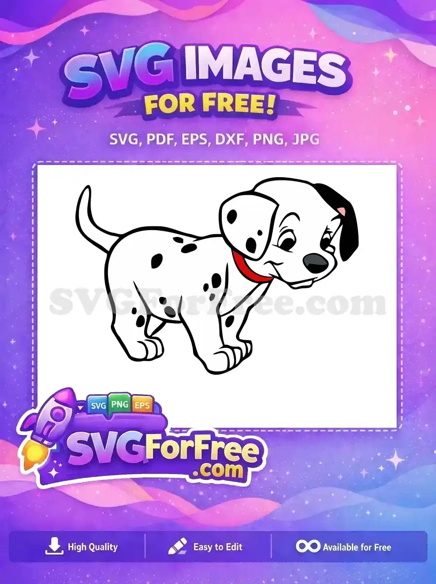 Free Happy Puppy Free Red Collar Dalmatians 101 Disney Free SVG