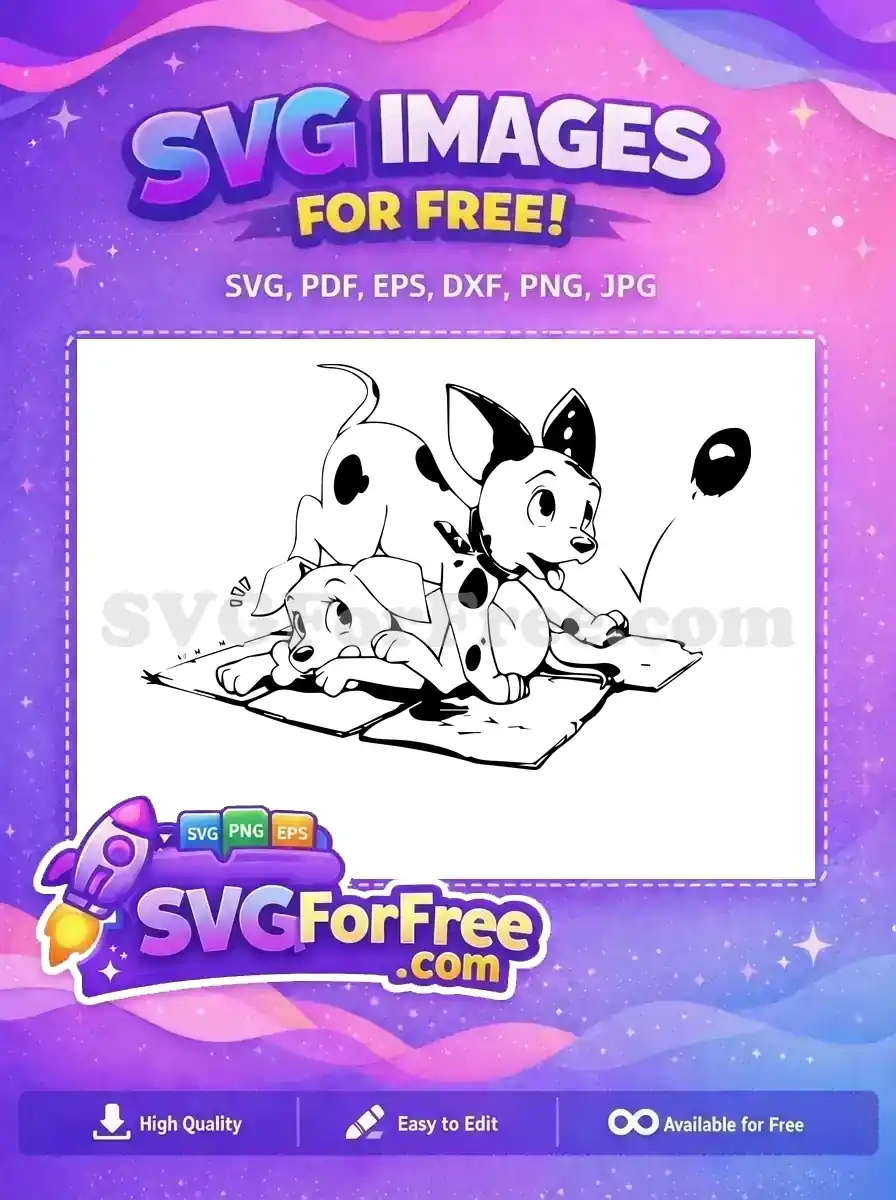Free Shy Playful Pups Free Black White Spotted Dalmatians 101 Disney Free SVG