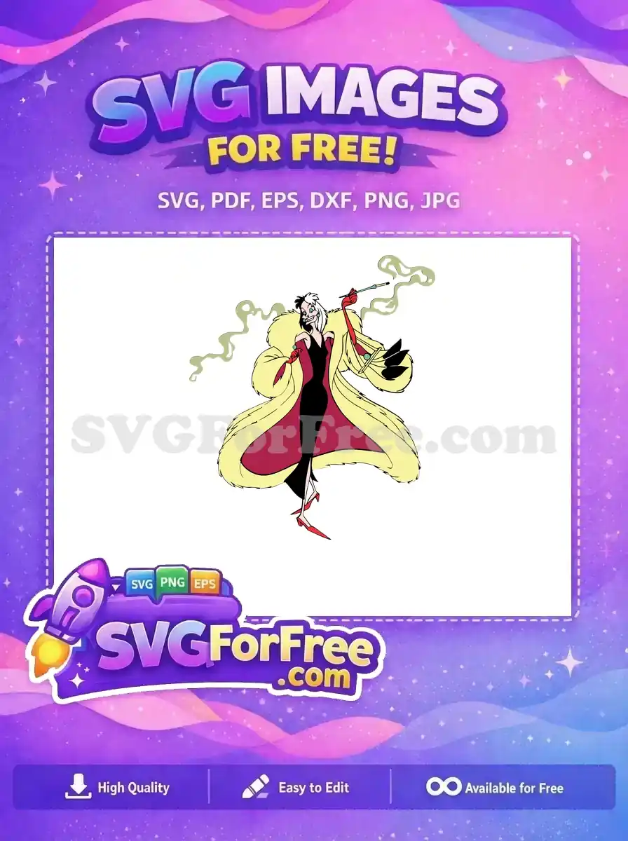 Free Smoking Cruella Free De Vil 101 Dalmatians Free SVG