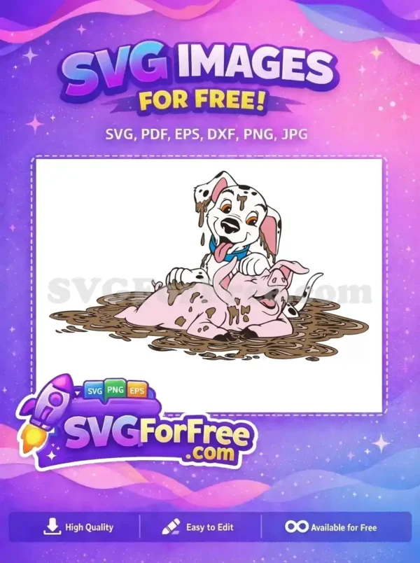 Free Muddy Free Happy Pig Dalmatians 101 Disney Free SVG