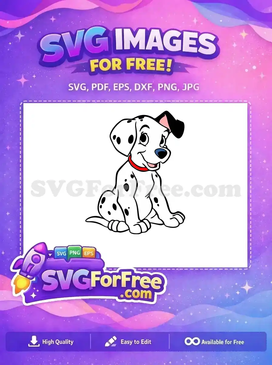 Free Sitting Puppy Free Red Collar 101 Dalmatians Free SVG