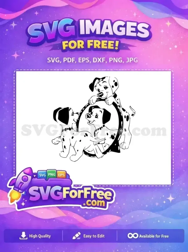 Free Happy Puppies Free Playful Spotted Dalmatians 101 Disney Free SVG