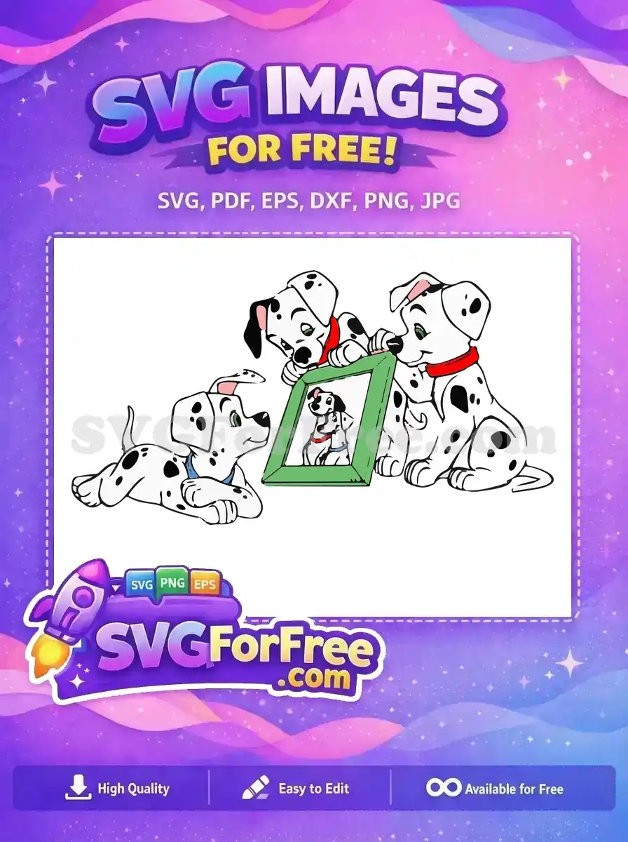 Free Playful Puppies Free Green Frame Dalmatians 101 Free SVG
