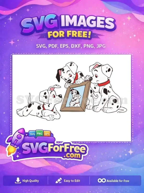 Free Curious Puppies Free Framed Portrait Dalmatians 101 Free SVG