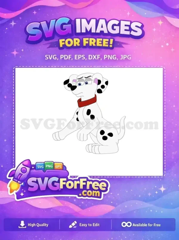 Free Sceptical Dalmatian Free Red Collar 101 Free SVG