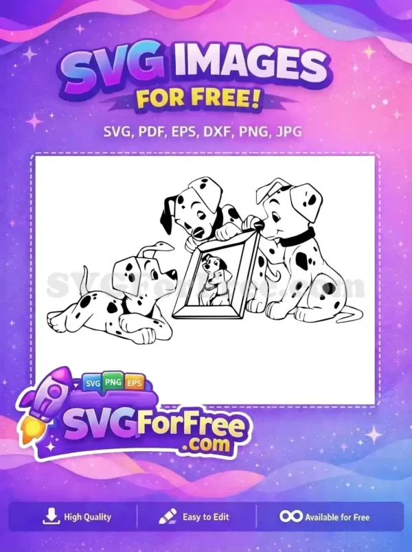 Free curious pups Free portrait Dalmatians 101 Disney Free SVG