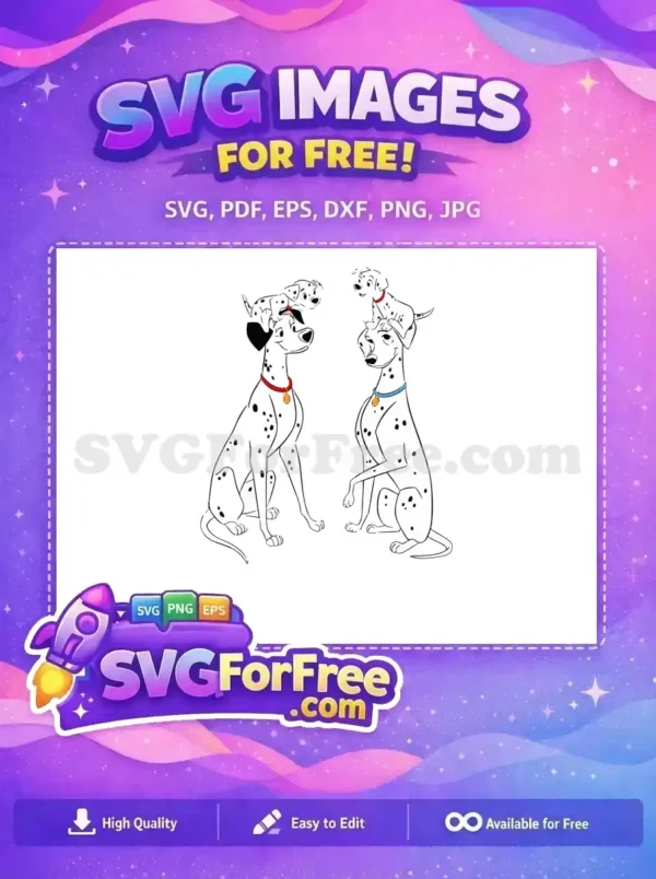 Free Pongo Perdita Free Collars Dalmatians 101 Disney Free SVG