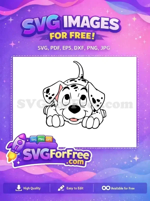 Free Upward Gaze Free Playful Puppy 101 Dalmatians Free SVG