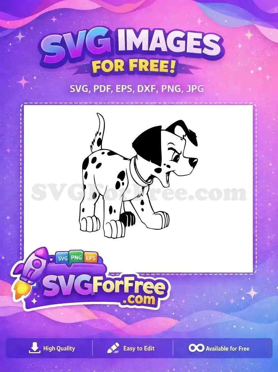 Free Happy Free Black Spotted Dalmatians 101 Disney Free SVG