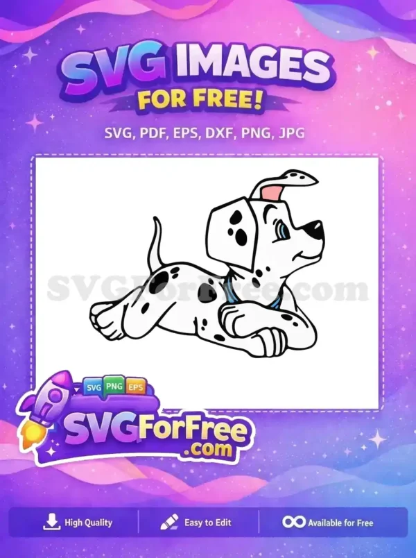 Free Happy Lying Free Collared Dalmatians 101 Disney Free SVG