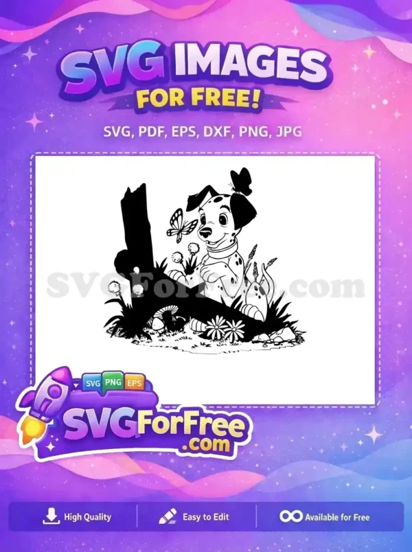 Free Happy Puppy Free Butterfly Dalmatians 101 Disney Free SVG