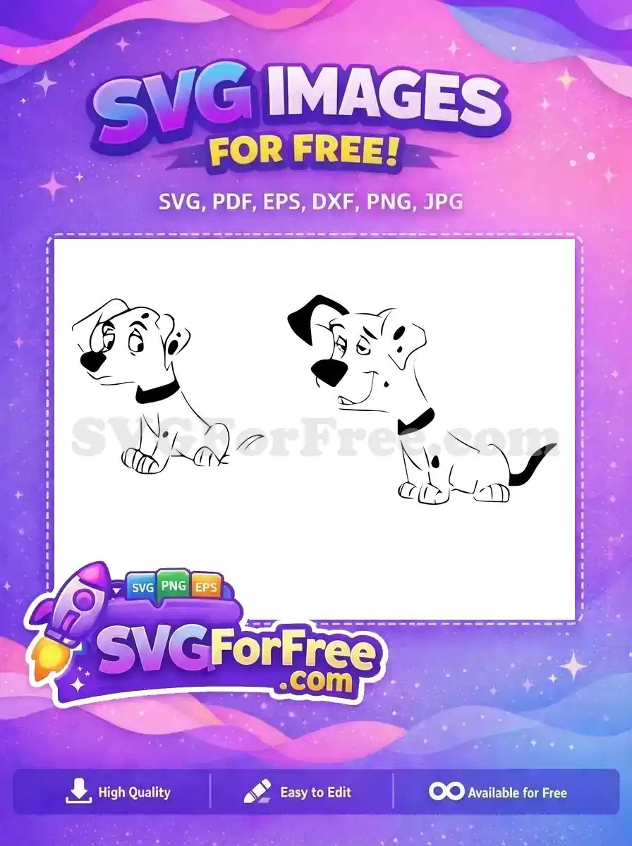 Free Curious Dalmatian Free Smiling Puppy 101 Dalmatians Free SVG