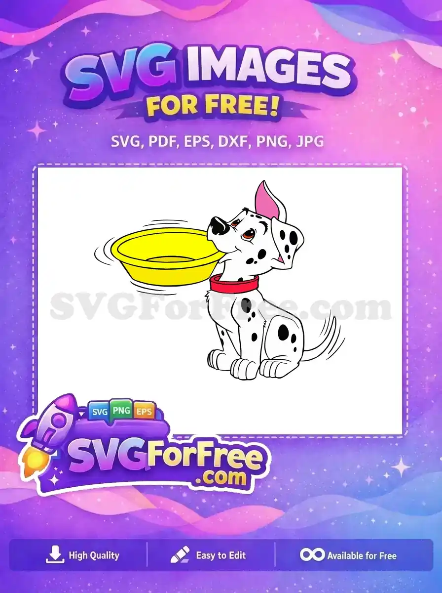 Free Puppy Yellow Bowl Free Dalmatians 101 Disney Free SVG