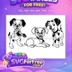 Free Happy Puppies Free Black Spotted 101 Dalmatians Disney Free SVG - Instant Download