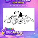 Free Sleeping Dalmatians Free Puppy Outline Dalmatians 101 Disney Free SVG - Instant Download