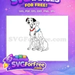 Free Smiling-Pongo Red-Collar Free Loving-Perdita Blue-Heart 101 Dalmatians Free SVG - Instant Download