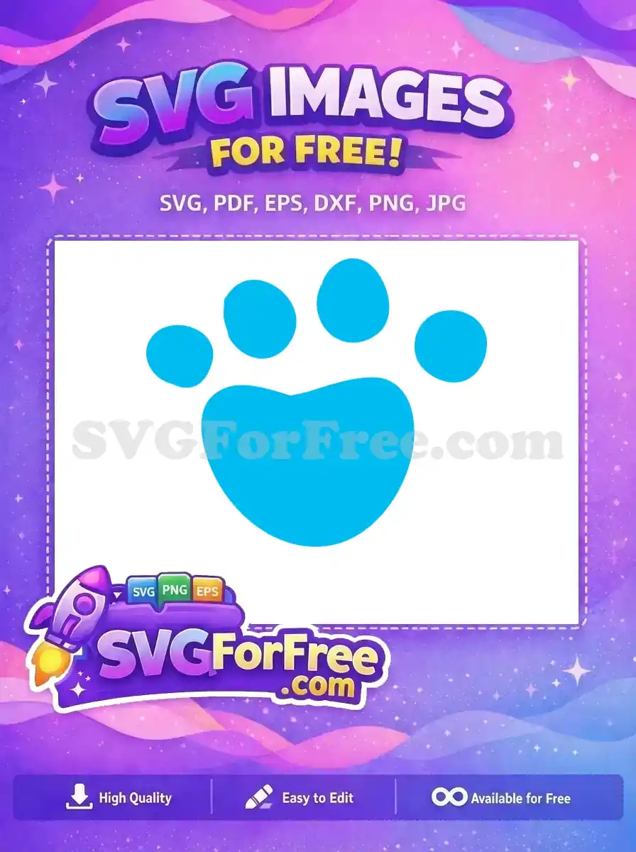 Free Blue Paw Free Dalmatians 101 Footprint Free SVG