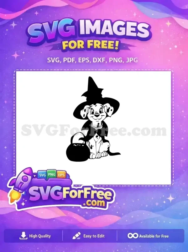 Free Smiling Witch Free Cauldron 101 Dalmatians Halloween Free SVG