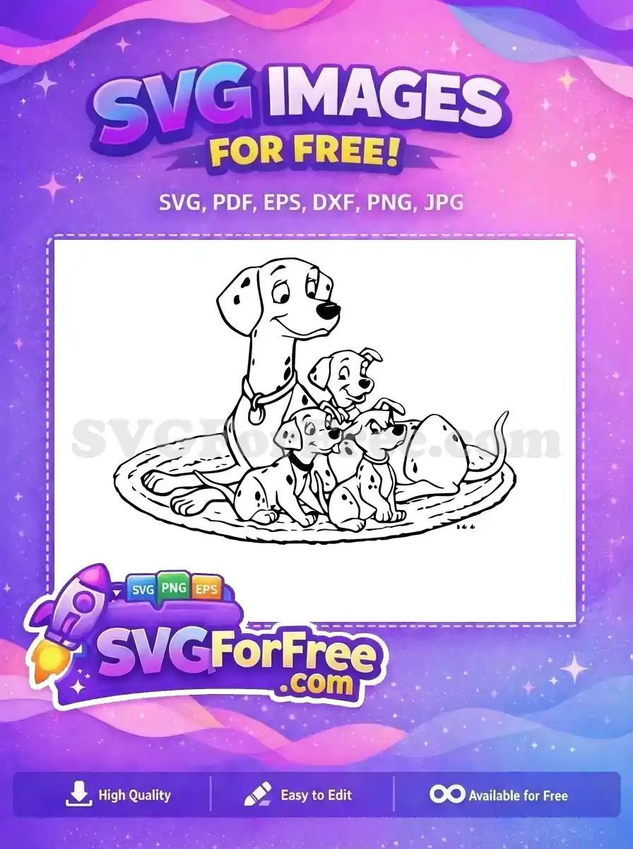 Free Happy Adult Free Three Spotted Pups Dalmatians 101 Disney Free SVG