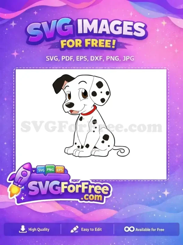 Free Smiling Puppy Free Red Collar Dalmatians 101 Disney Free SVG