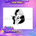 Free Cruella Free Smoking Villain Dalmatians 101 Disney Free SVG - Instant Download