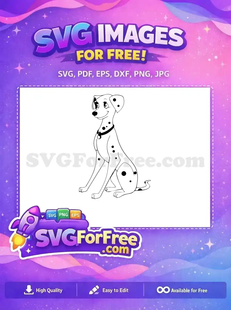 Free Sitting Dalmatian Free Black Collar 101 Dalmatians Free SVG