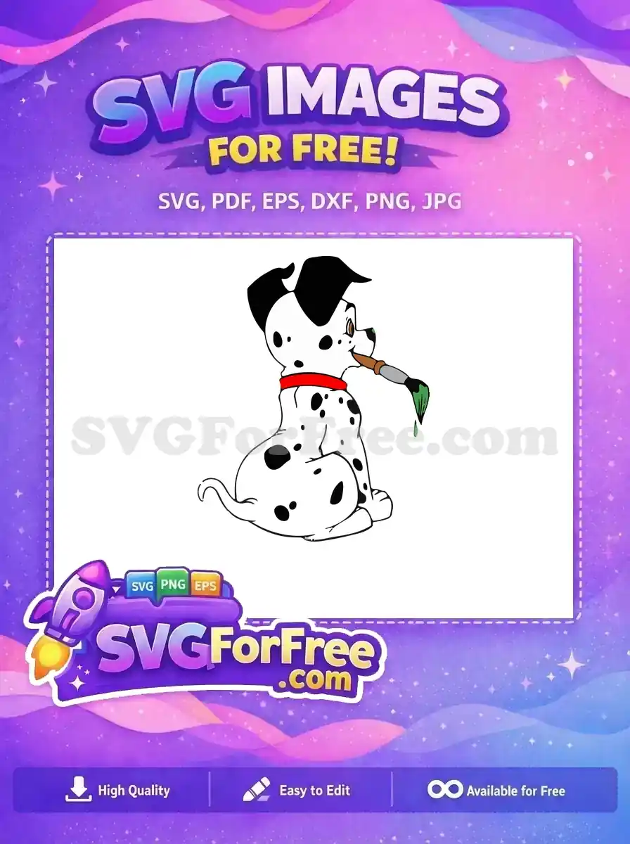 Free Happy Puppy Free Paintbrush Dalmatians 101 Disney Free SVG
