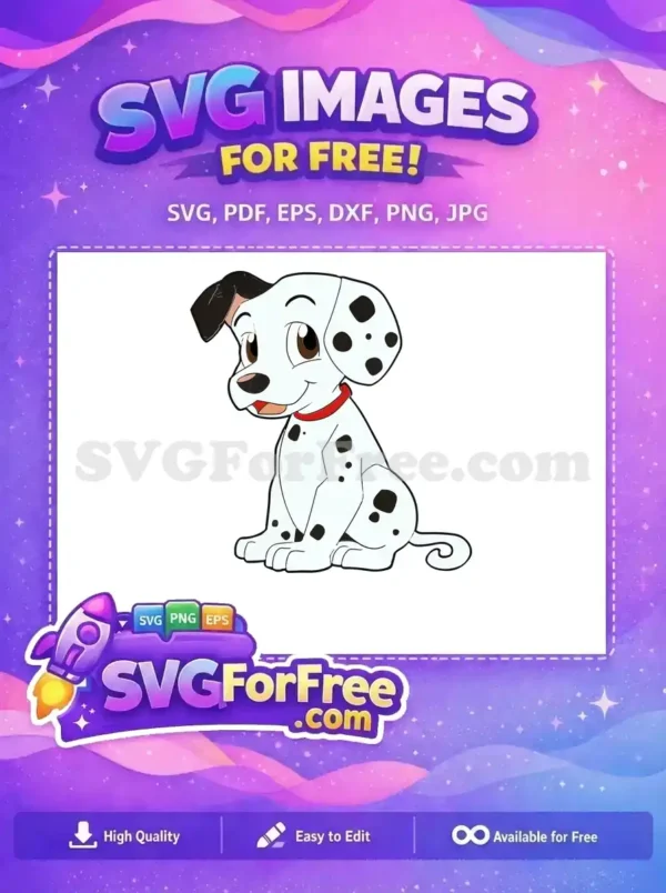Free Smiling Dalmatian Free Red Collar Dalmatians 101 Disney Free SVG