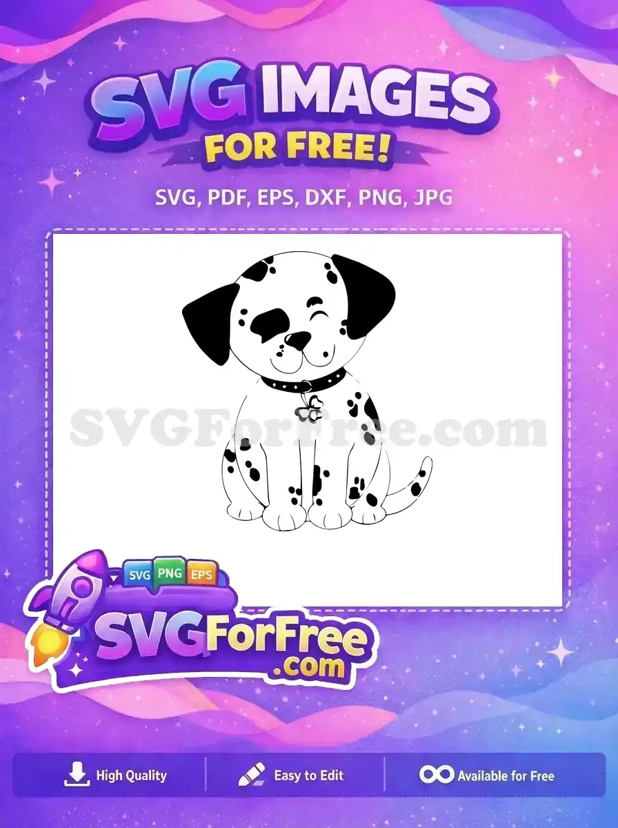 Free Smiling Puppy Free Shamrock Collar 101 Dalmatians Free SVG