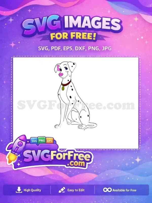 Free Sitting Dalmatian Puppy Free Brown Collar Dalmatians 101 Free SVG