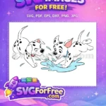 Free Playful Puppies Free Splashing Water Dalmatians 101 Free SVG - Instant Download
